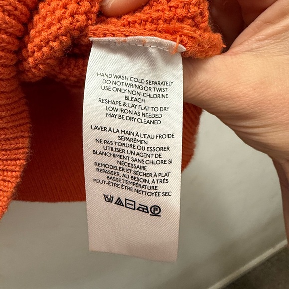 Anthropologie Vibrant Orange V-Neck Sweater - Picture 3 of 5